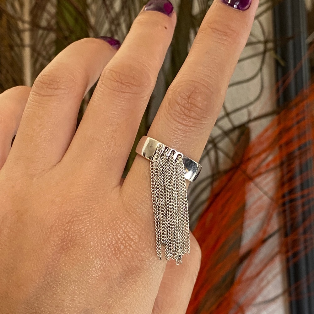 S925 Silver Open Ring,Silver Adjustable Ring,Tass… - image 1